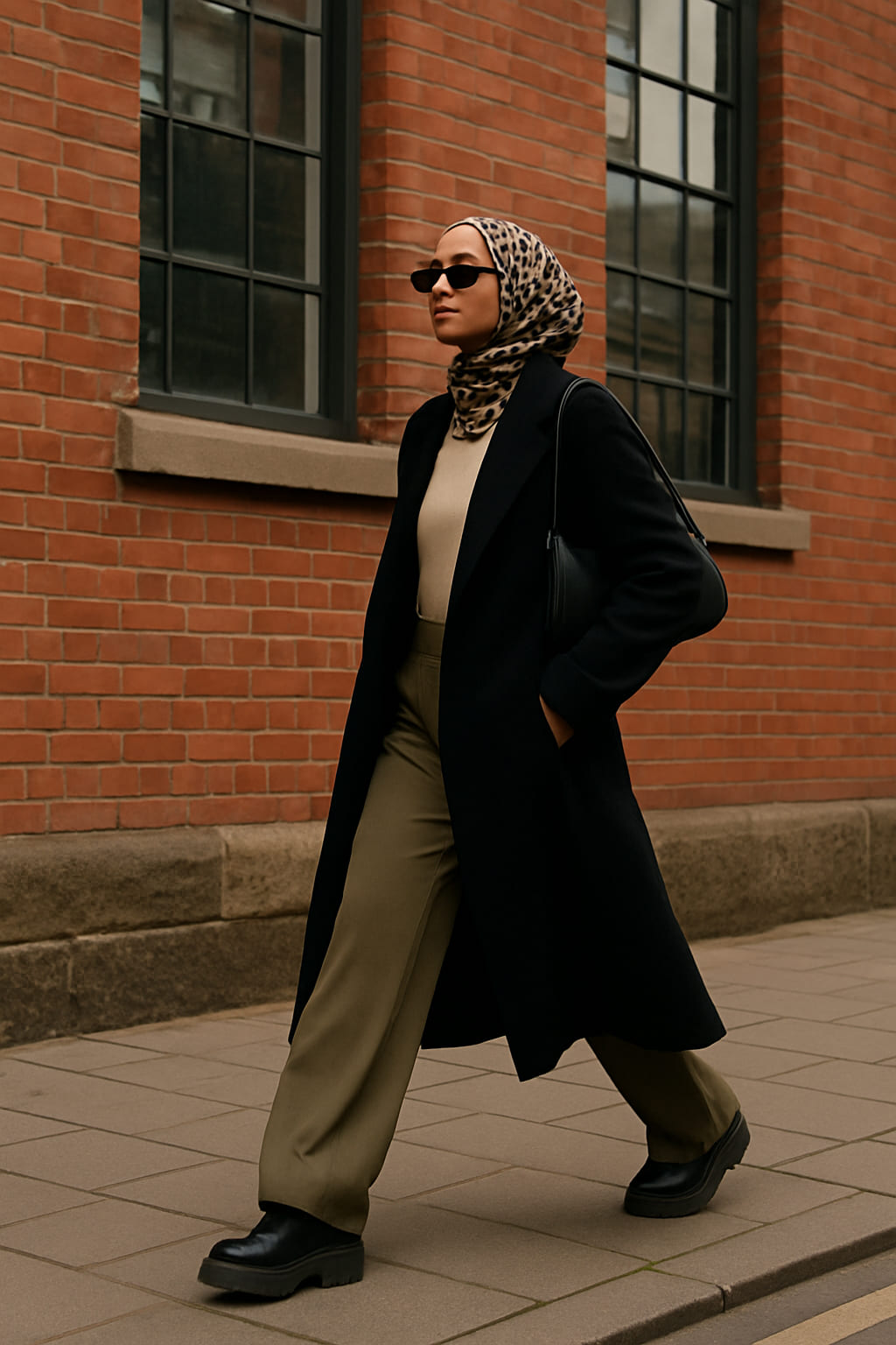 Stylish woman walking in Birmingham city