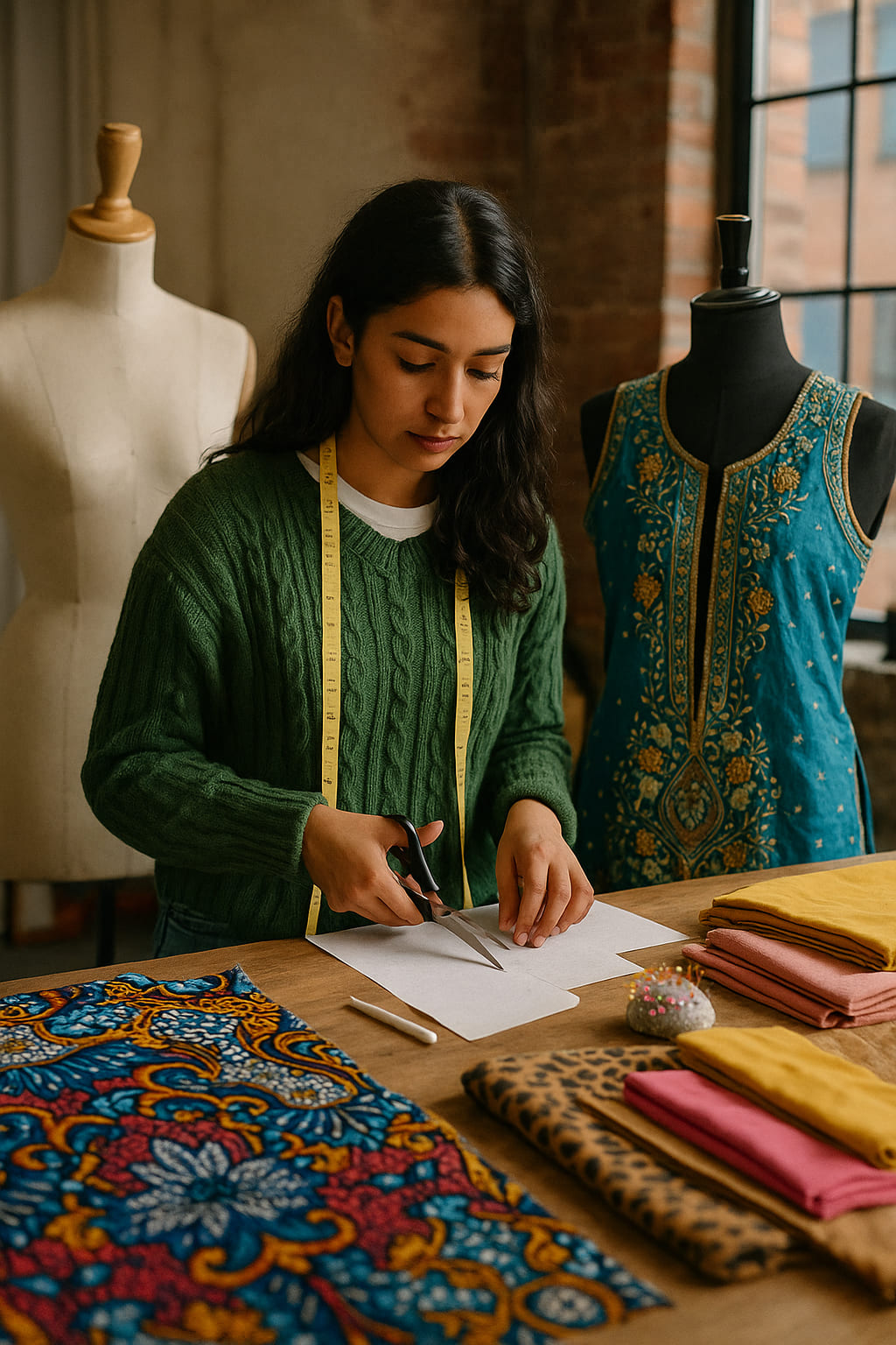 Young designer working in a Birmingham fashion studio
