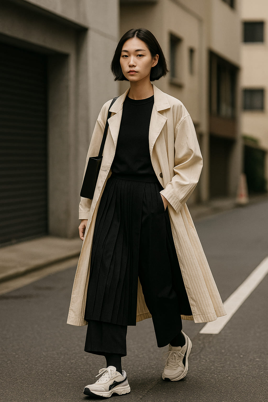 Urban fashion with layered hoodie and tech sneakers