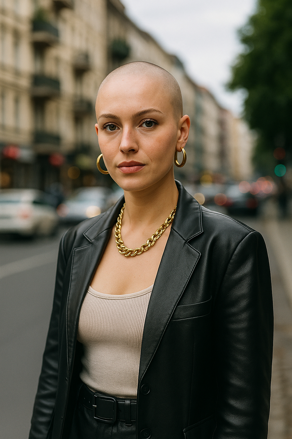 Berlin stylist portrait with dark layers and night tone