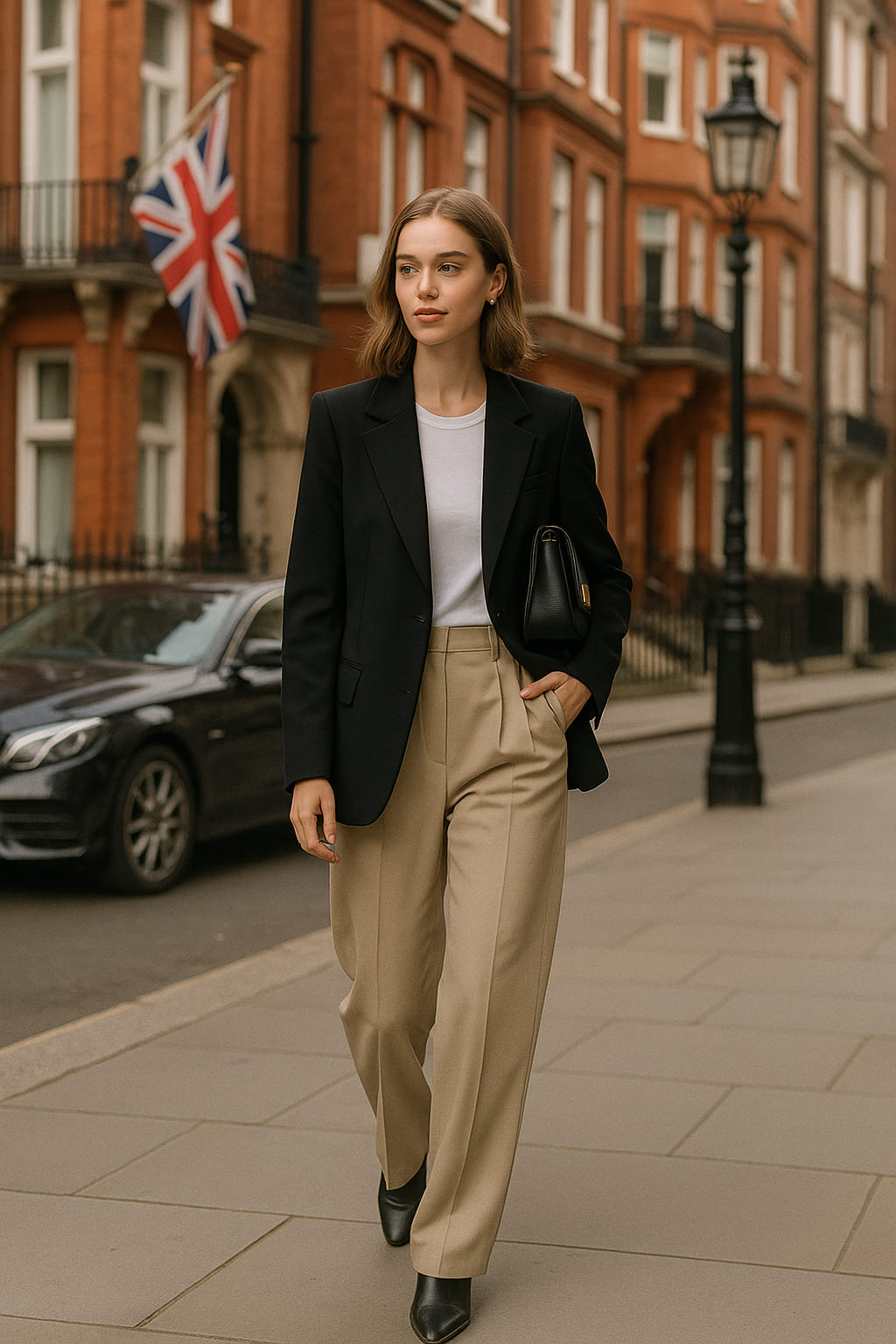 Layered outfit with British influence