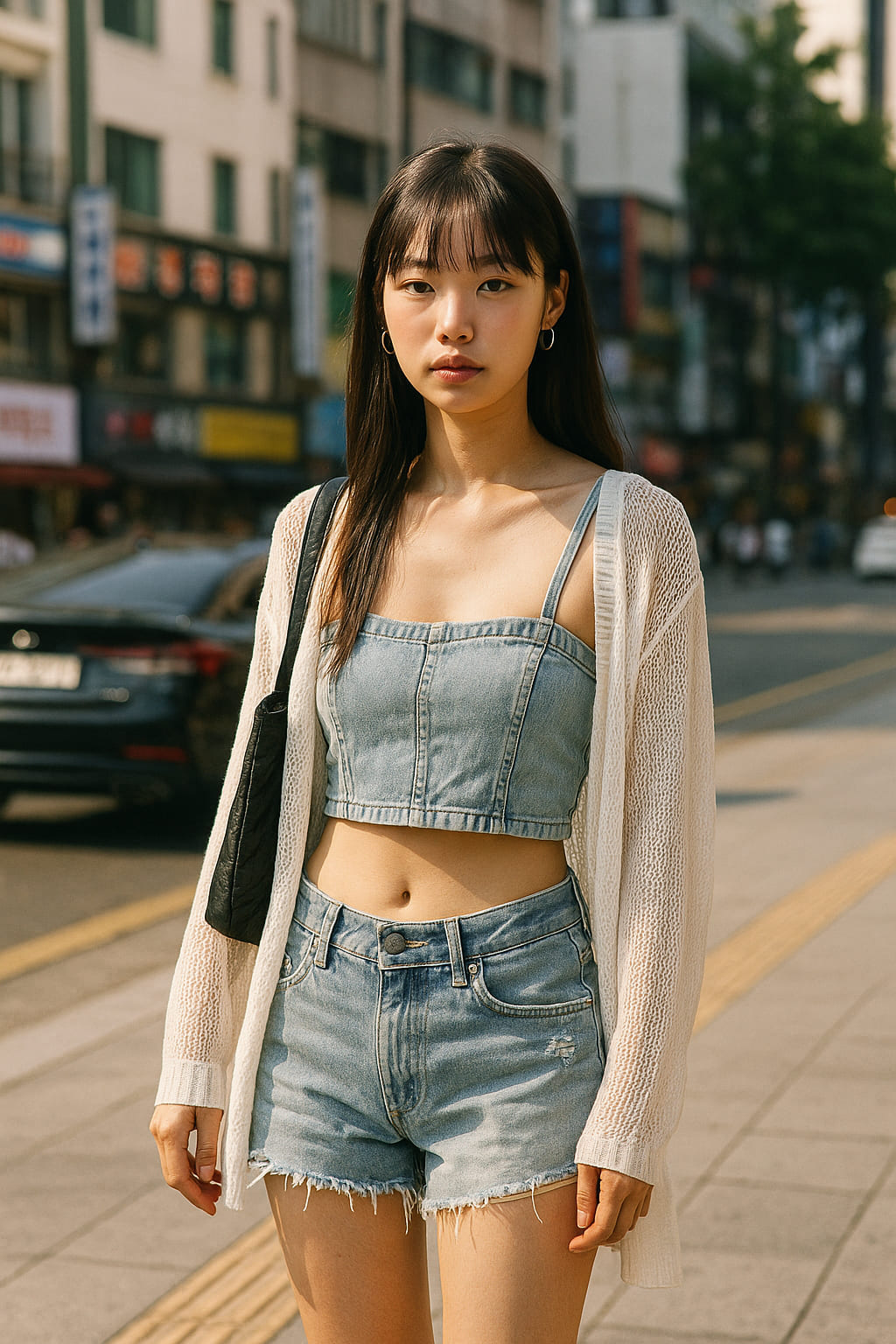 Streetwear layering in Hongdae