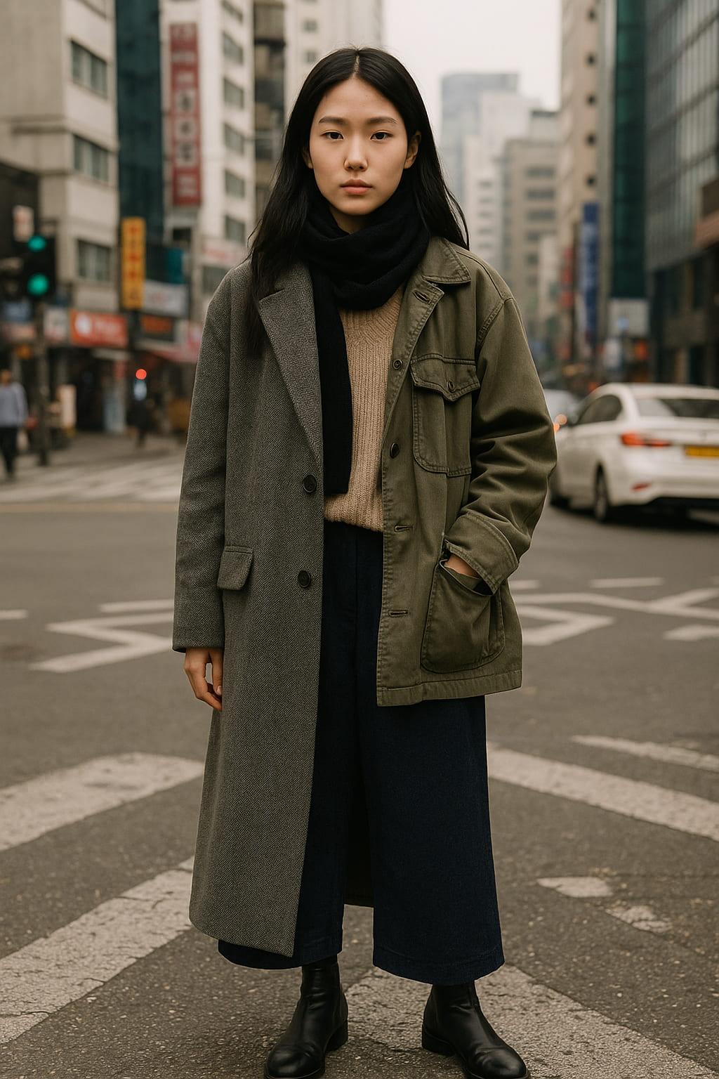 Genderless summer layering in Seoul