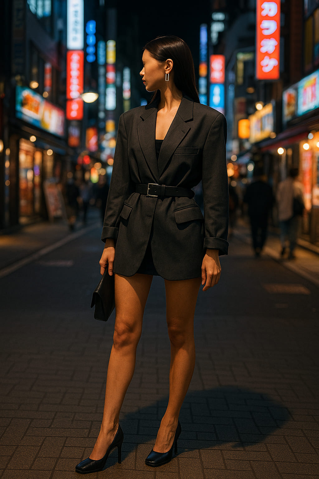 2. The Oversized Blazer + Bare Skin Look