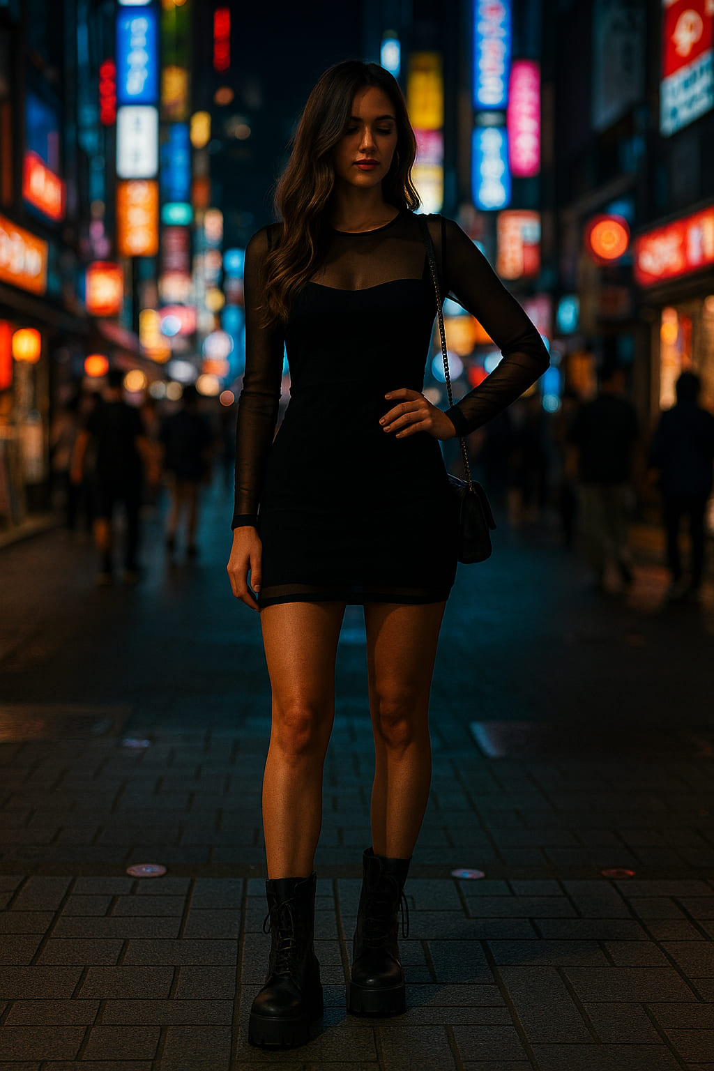 3. The Mesh Bodycon and Platform Boots