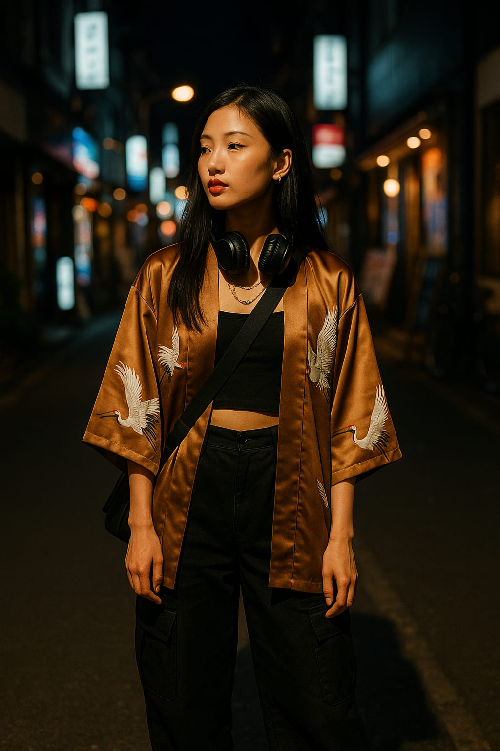 4. The Satin Kimono Jacket Over Streetwear