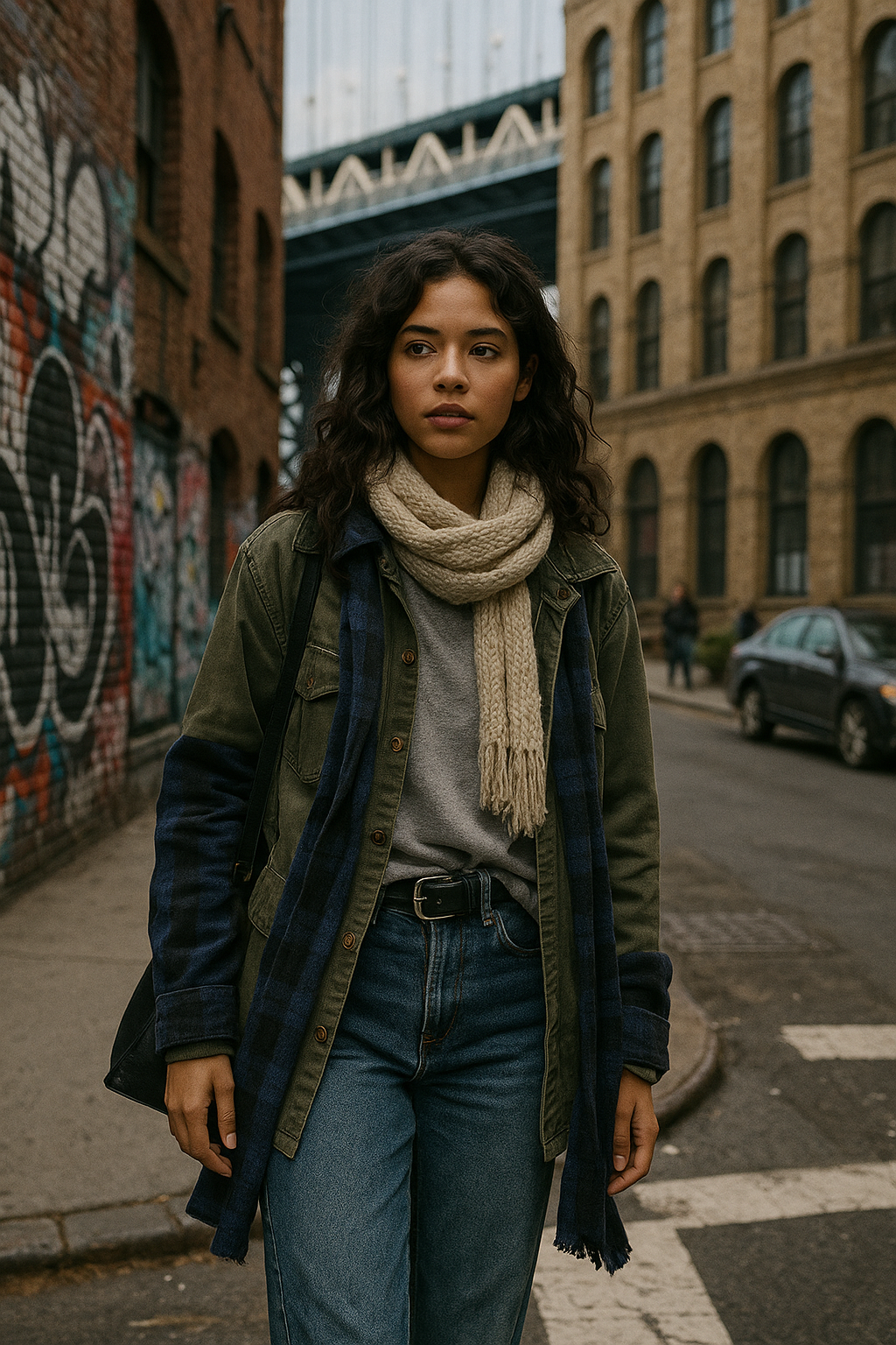 Street style in Brooklyn with layered attitude and texture