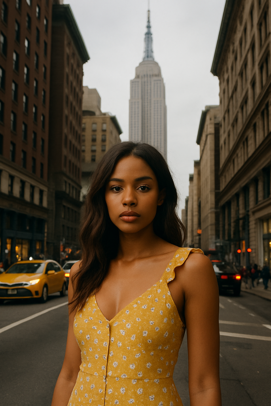 Moody NYC fashion editorial on rooftop with layered pieces