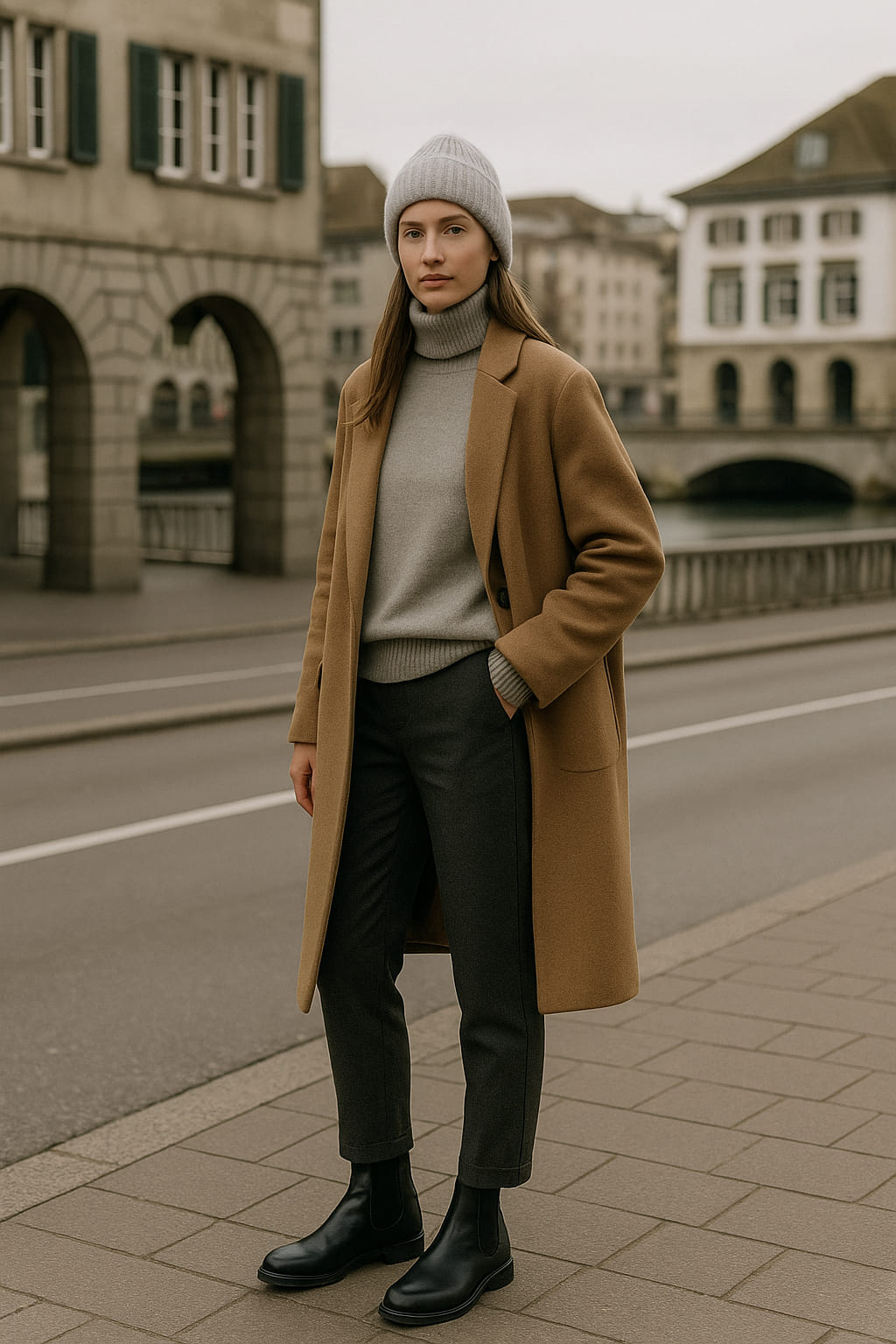 Merino wool turtleneck in Zurich outfit